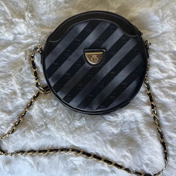 Christian Dior Crossbody Bag Shoulder Bag Black Gold Strap - Picture 5 of 12